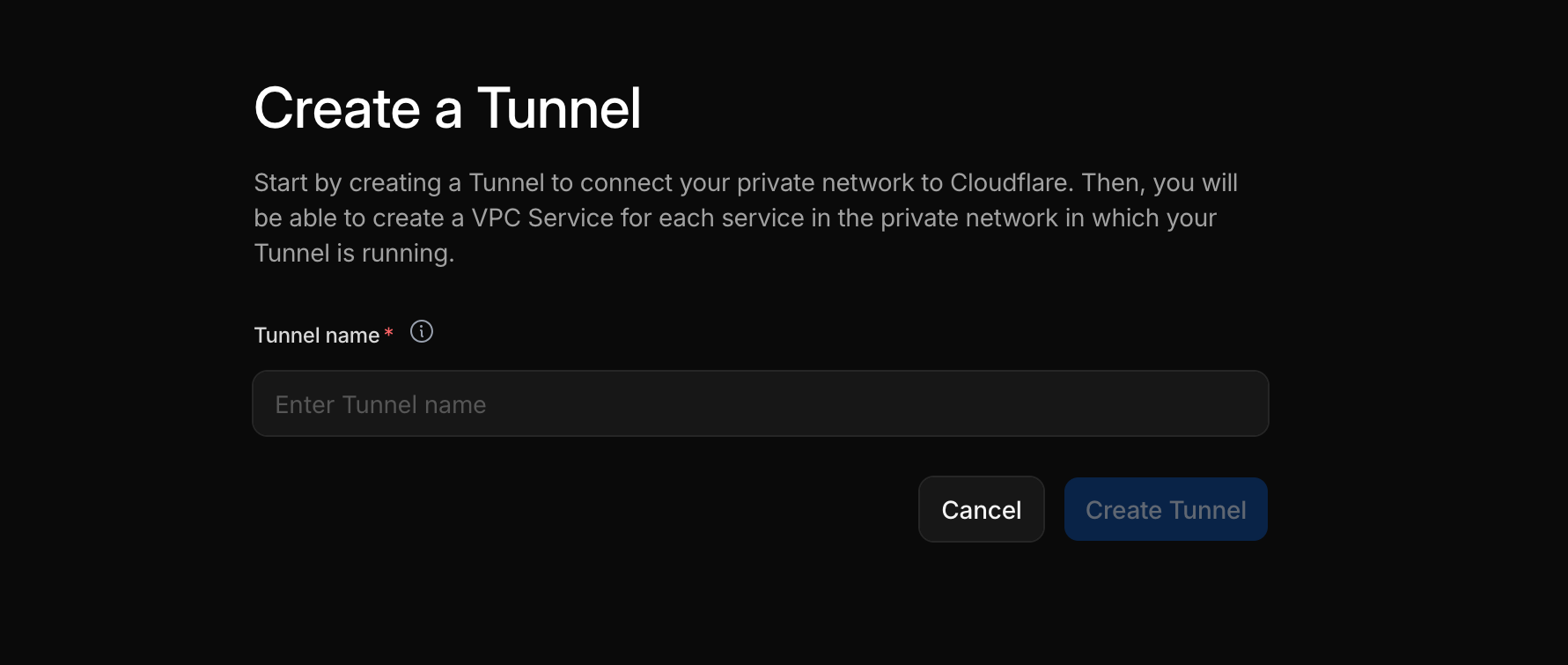 Screenshot of Cloudflare Tunnel creation