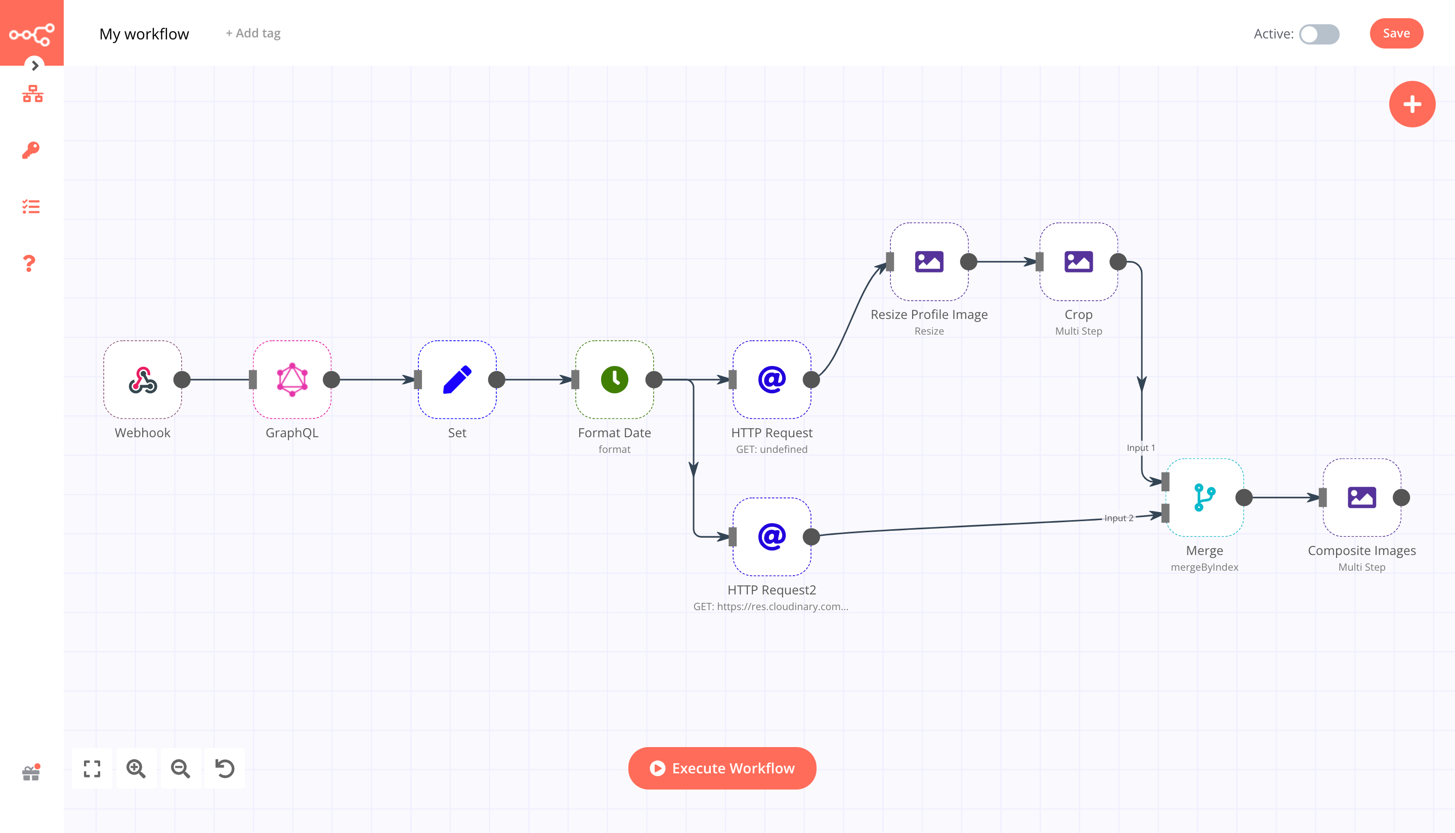 Final workflow that creates the image