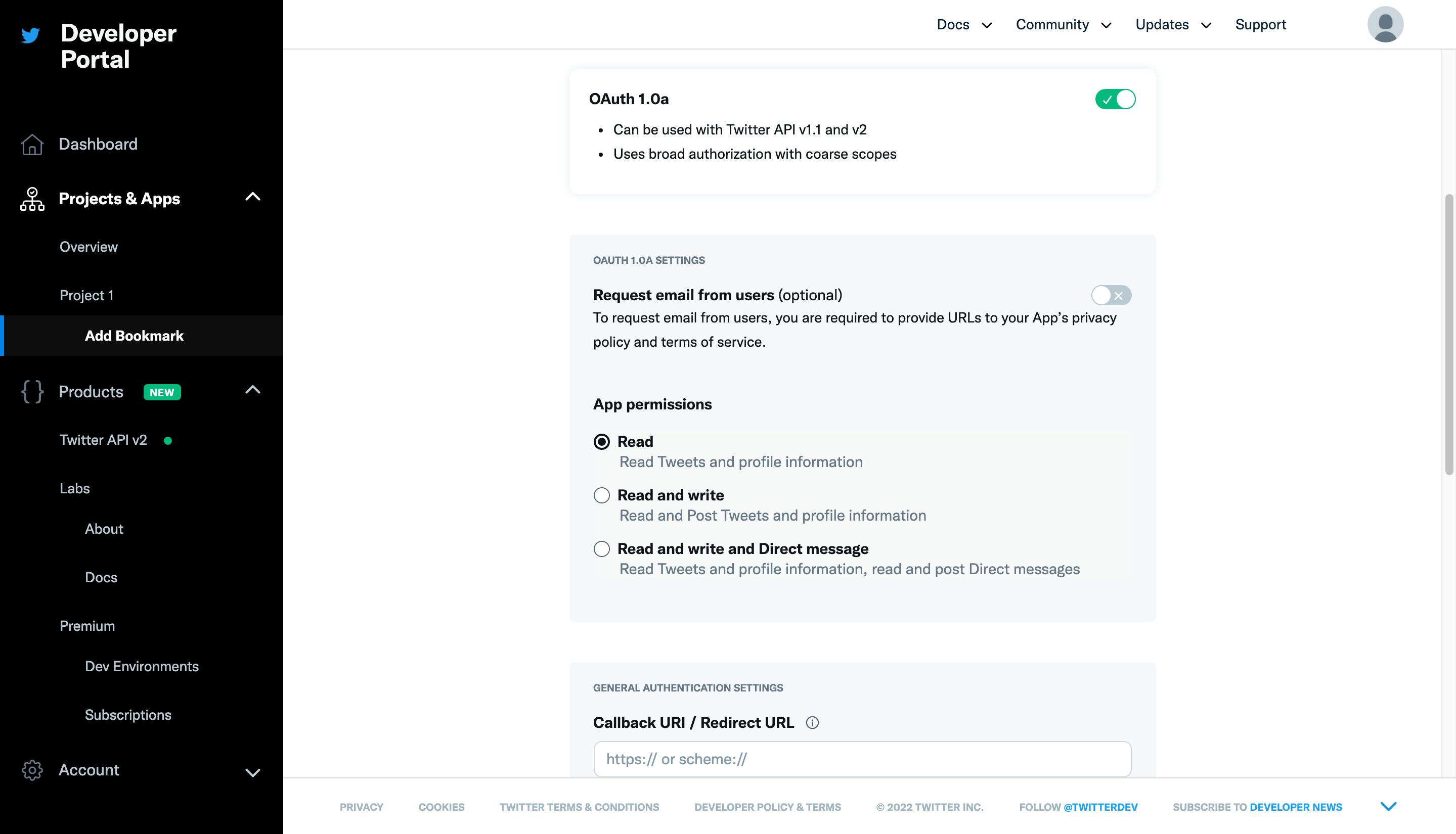 User Authentication Settings