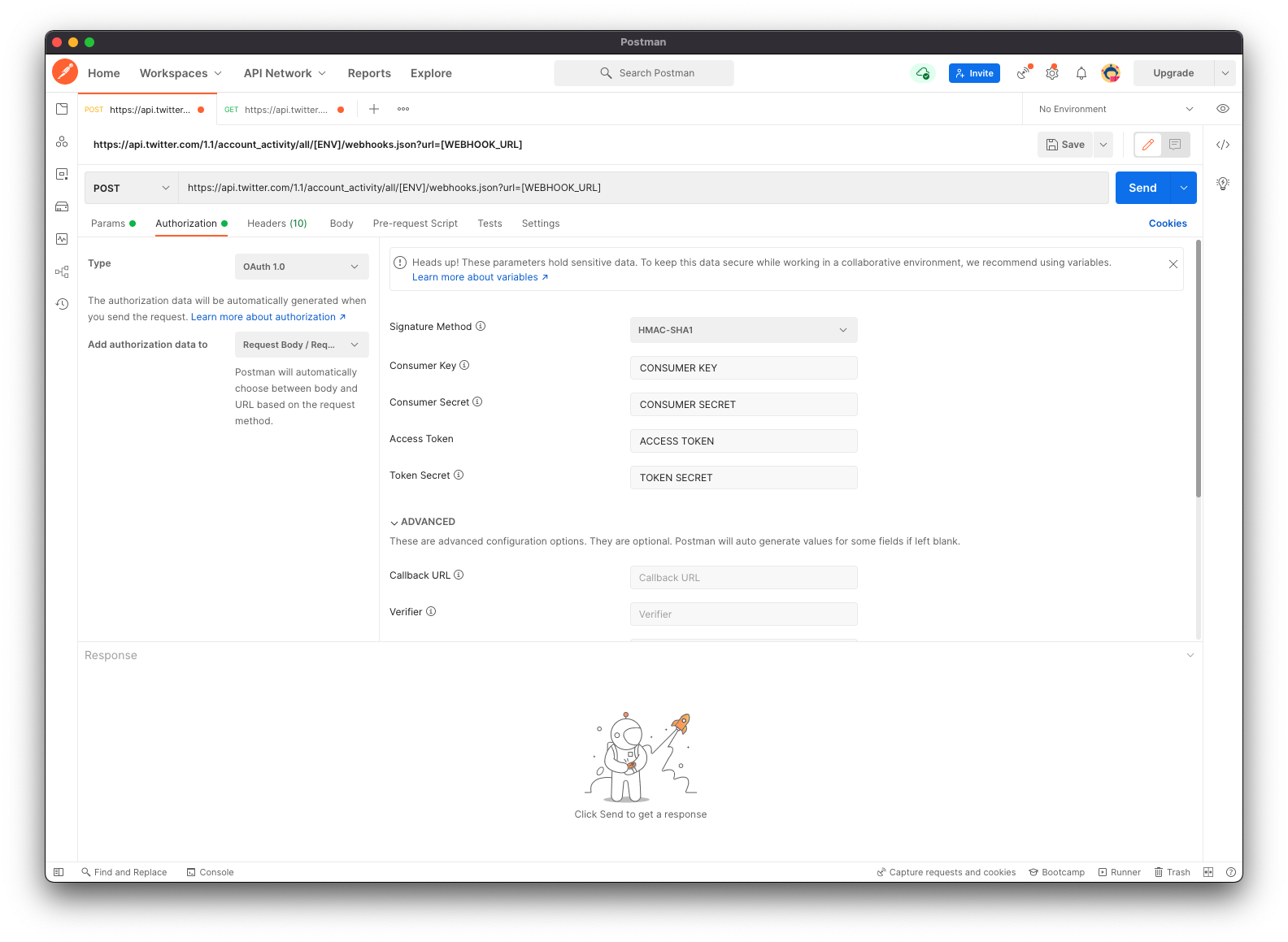 Configuring authorization in Postman